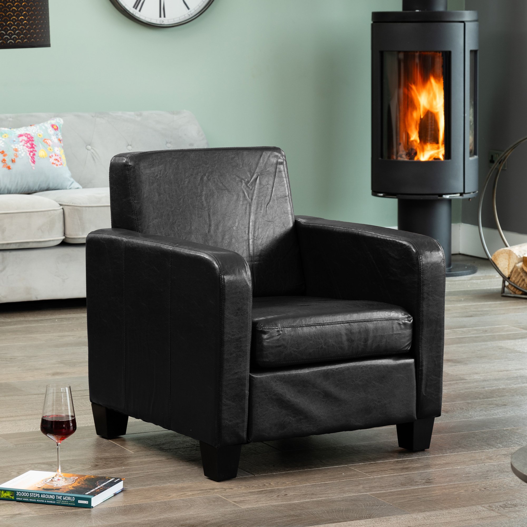 Artemis Home Bethel Faux Leather Armchair - Black