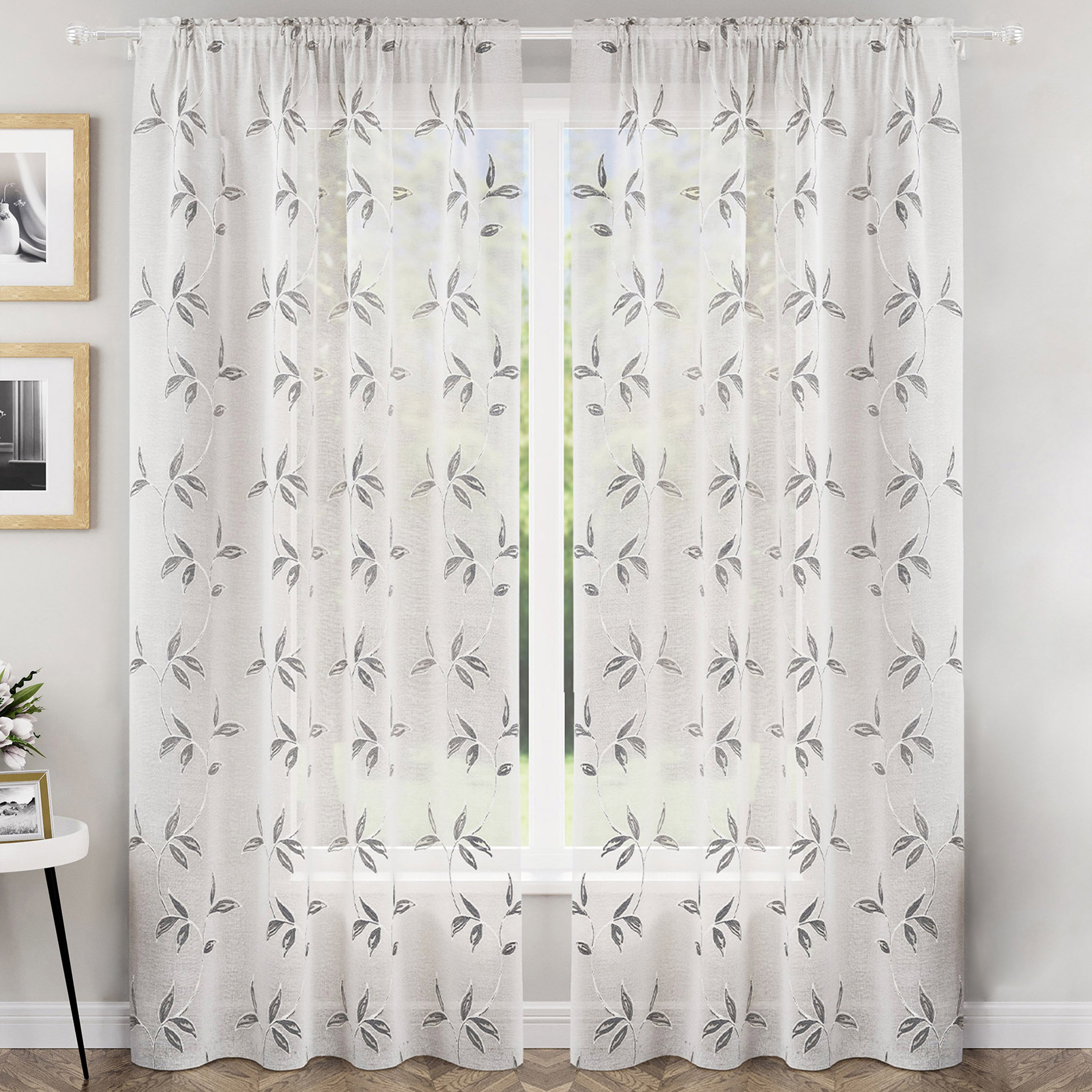 Tyrone Textiles Oasis Rod Pocket Voile Panels - 140 x 229cm - Grey