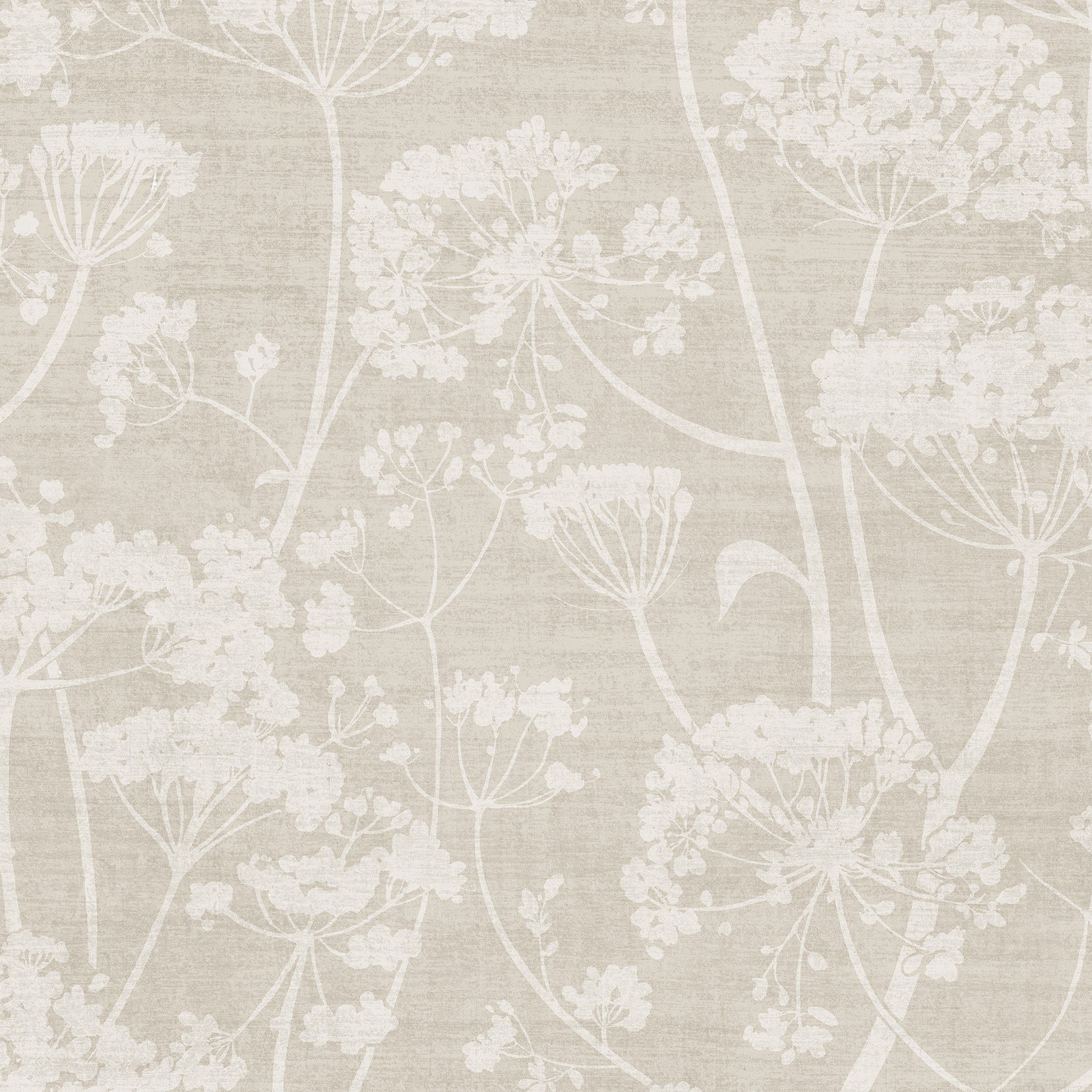 Grandeco Cow Parsley Organic Foliage Trail Wallpaper - Natural Taupe