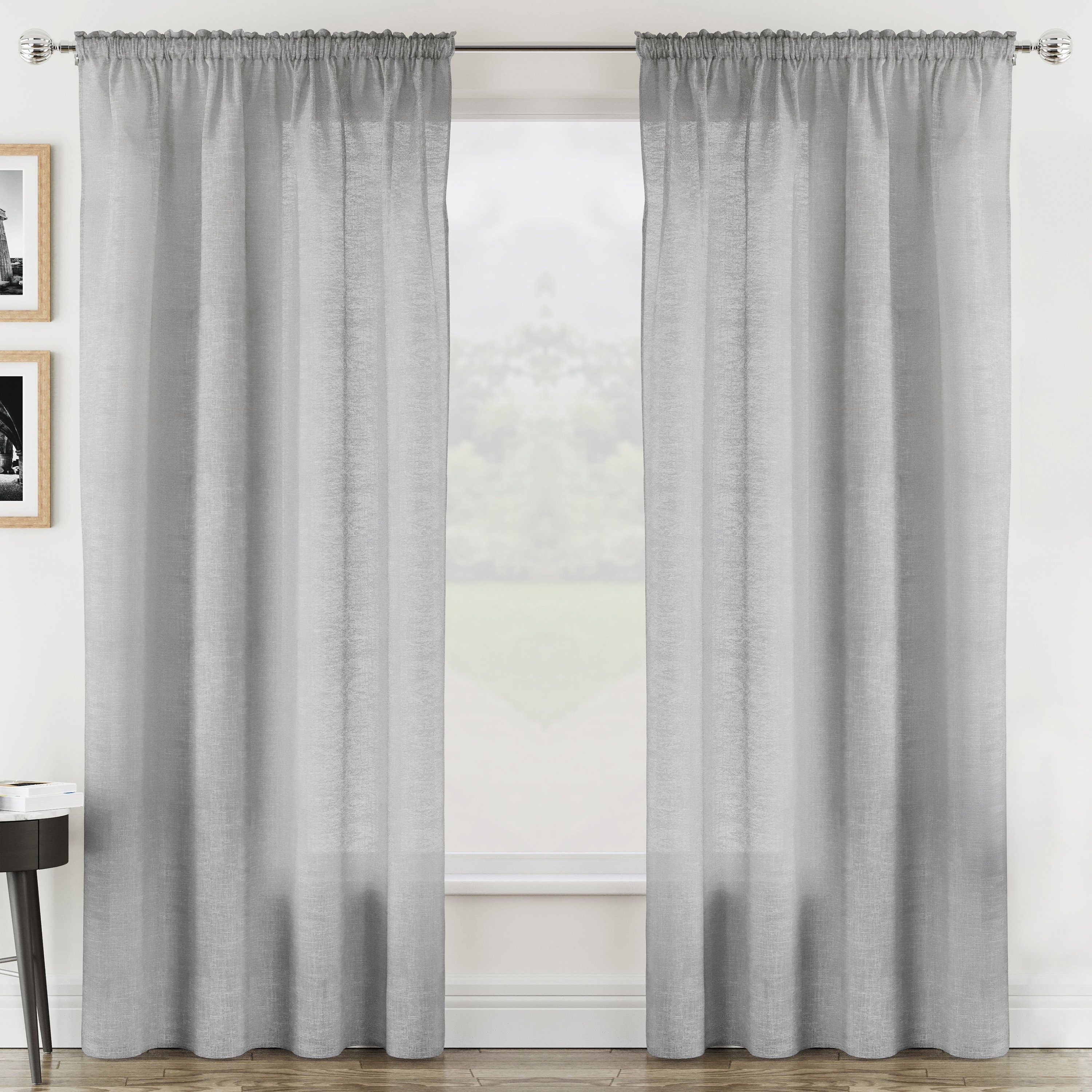 Tyrone Textiles Rhodes Rod Pocket Sheer Voile Panels - 140 x 229cm - Silver