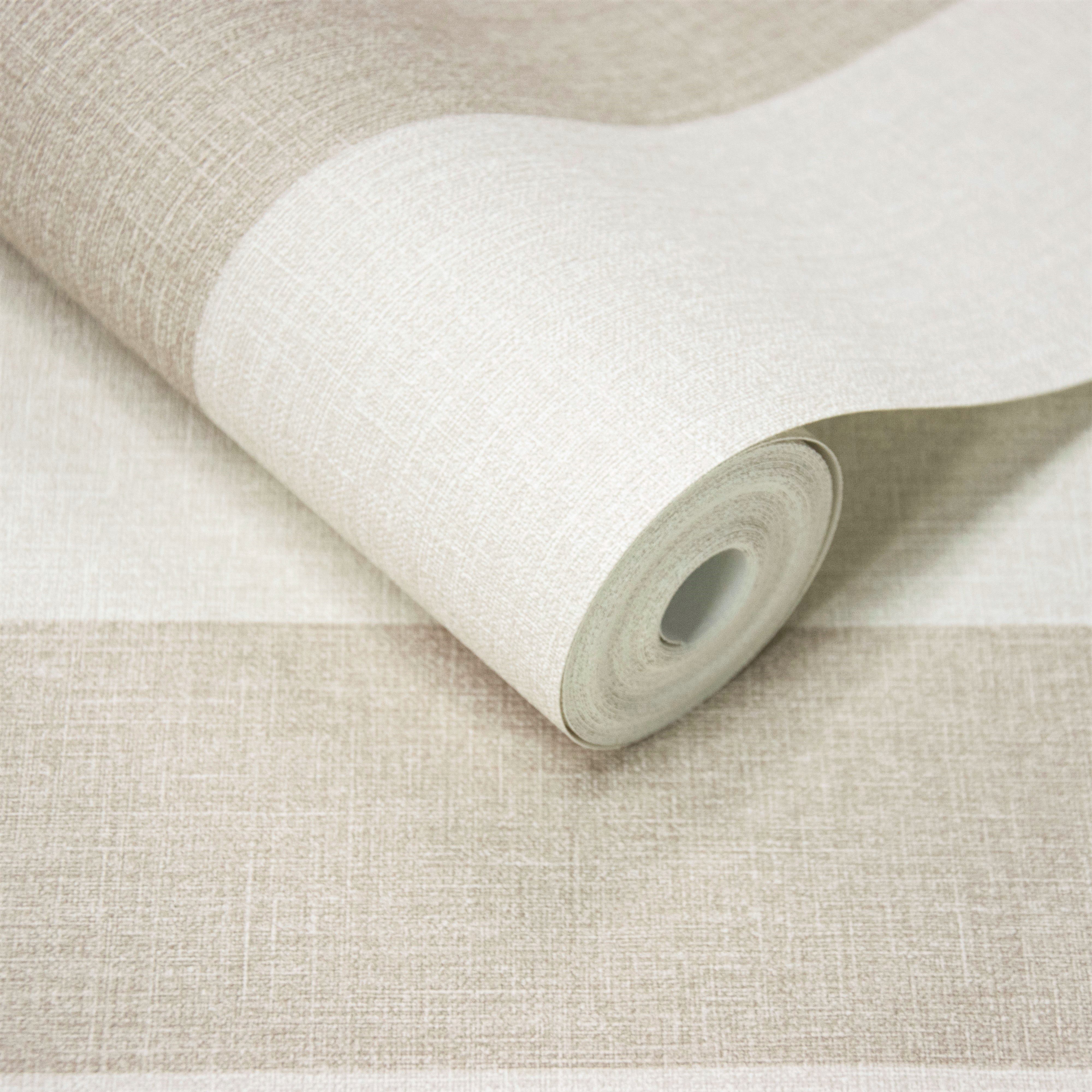 Grandeco Classic Wide Textured Stripe Wallpaper - Beige