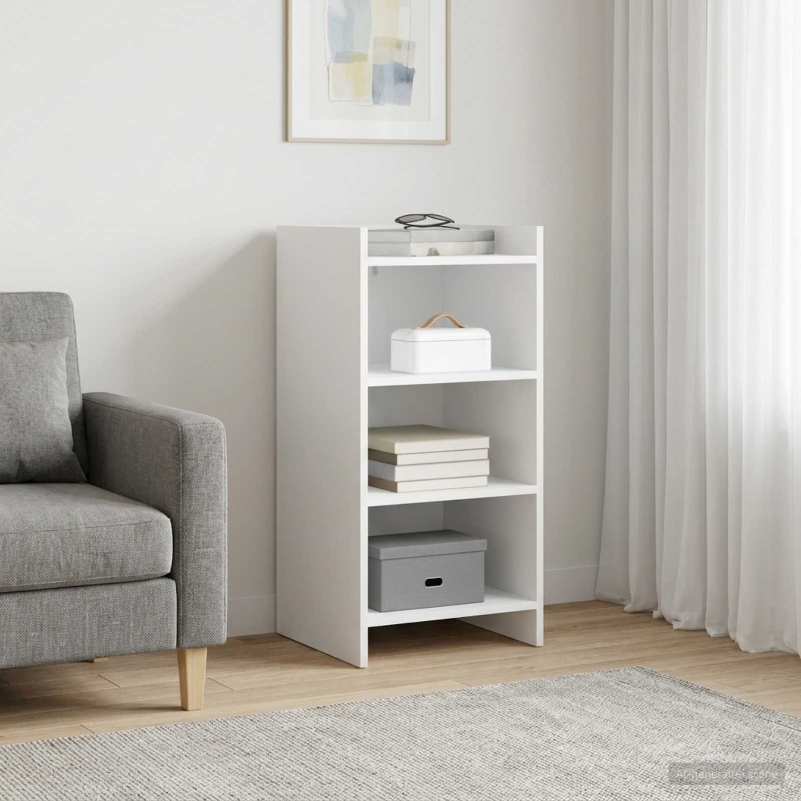 Walplus 3 Shelf Rectangular Engineered Wood Sideboard - White - 40 x 36 x 80 cm