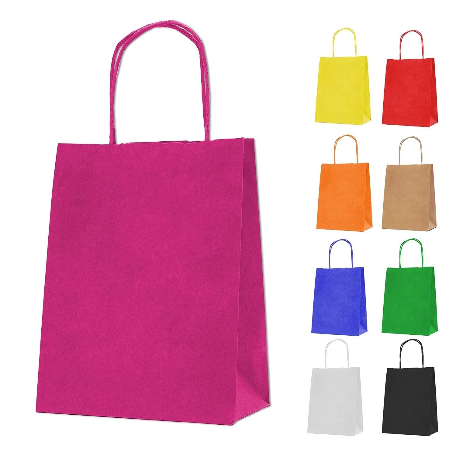 Merrimen Twisted Handle Kraft Paper Gift Bags - Pack of 30 - Fuchsia