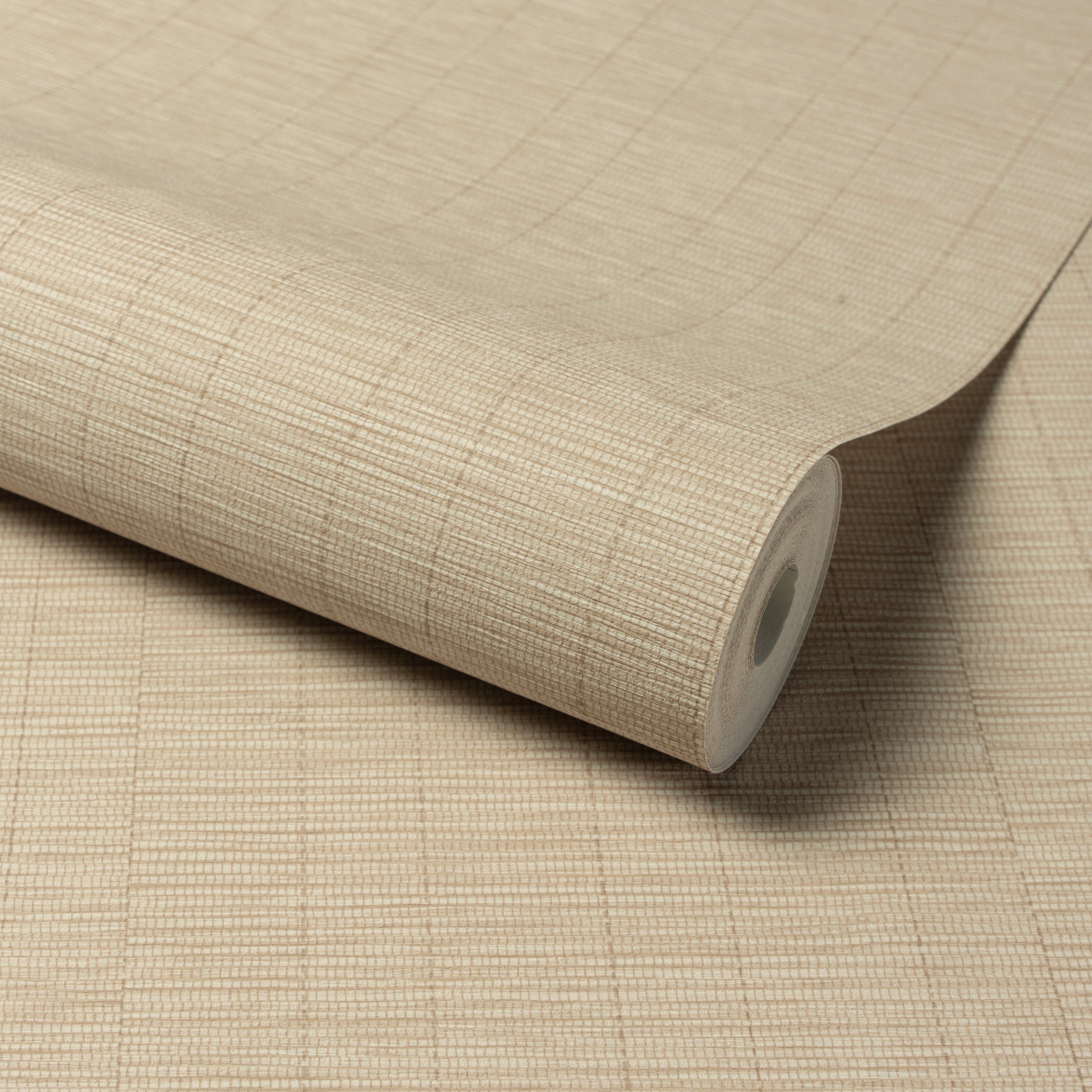 Grandeco Stitched Bamboo Grasscloth Textured Wallpaper - Neutral