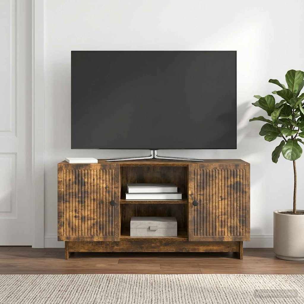 Walplus 2 Door Engineered Wood TV Cabinet - Smoked Oak - 102 x 34.5 x 50 cm