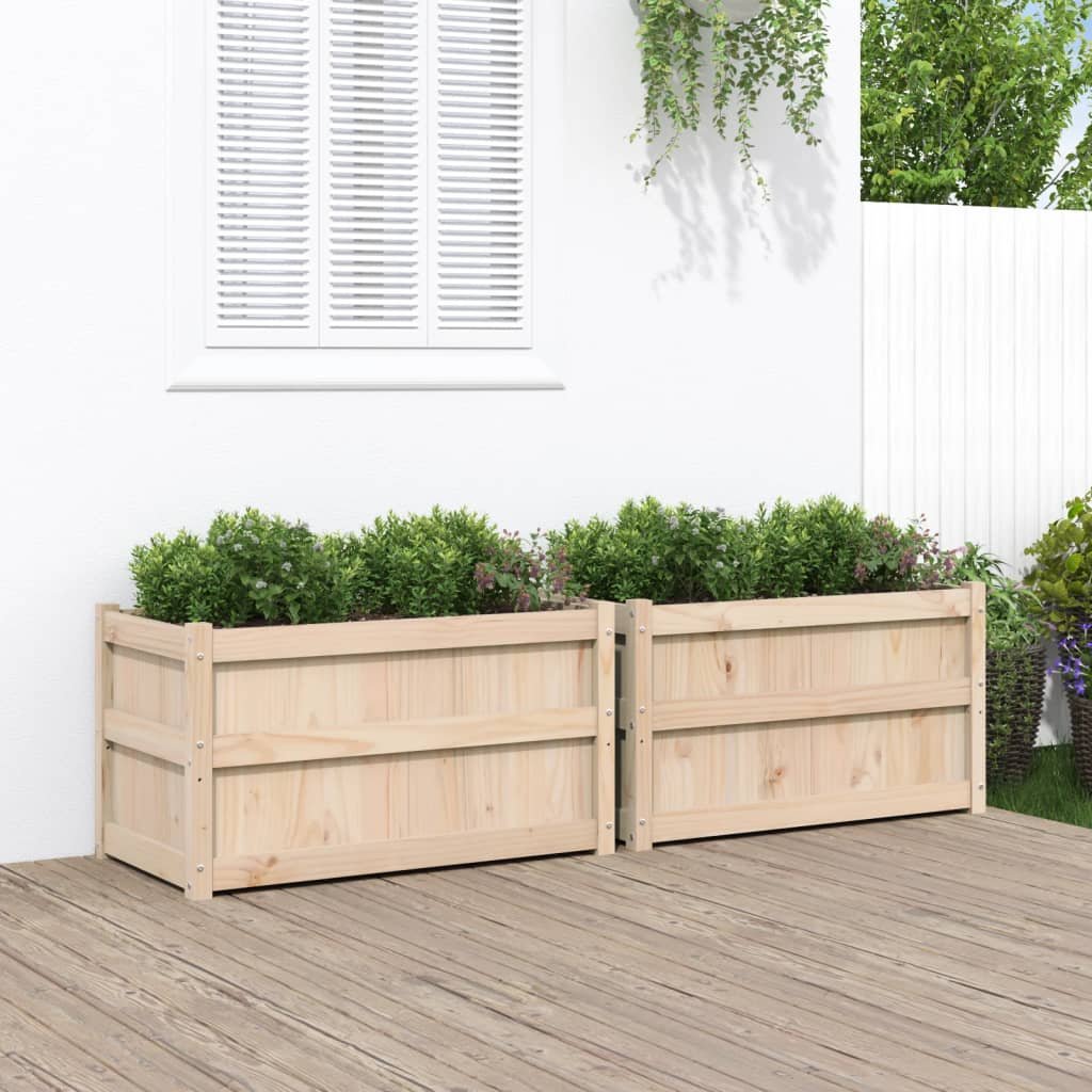 Walplus Pack of 2 Wood Garden Planter - 90 x 50 x 50 cm