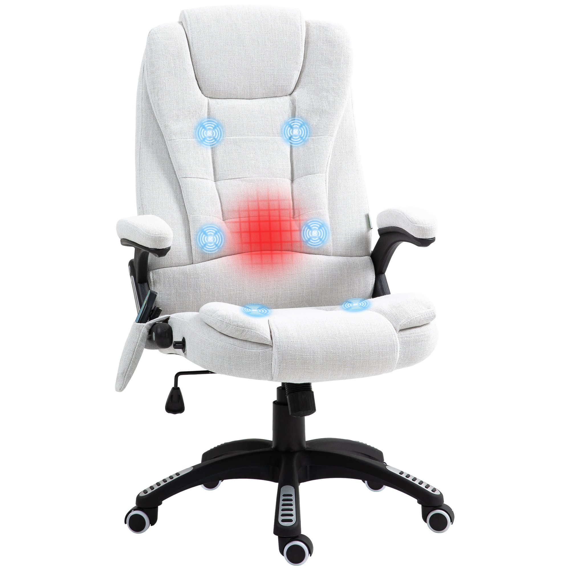 Vinsetto Linen Fabric Executive Computer Desk Chair - Cream White