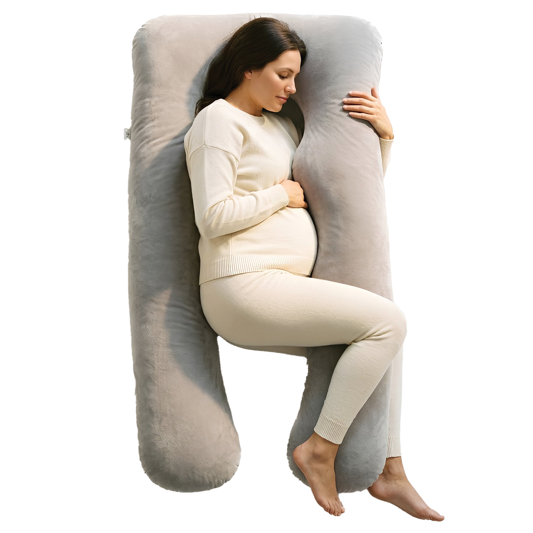 Nicola Spring Pregnancy Pillow with Storage Bag - Grey