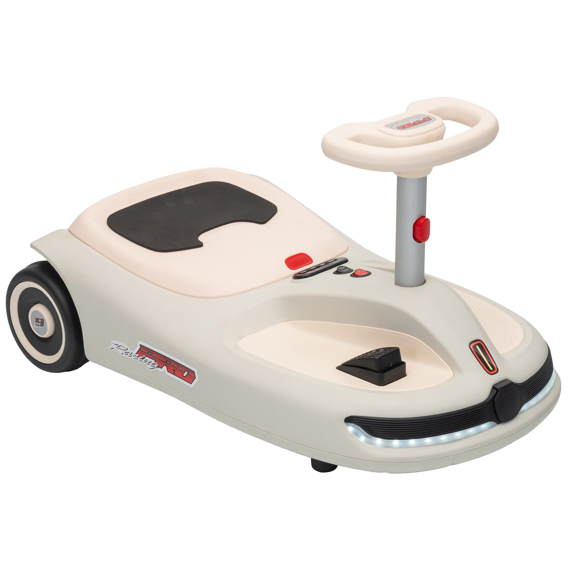 AIYAPLAY 3-5 Years 12V 2 Speed Music Electric Wiggle Car – White