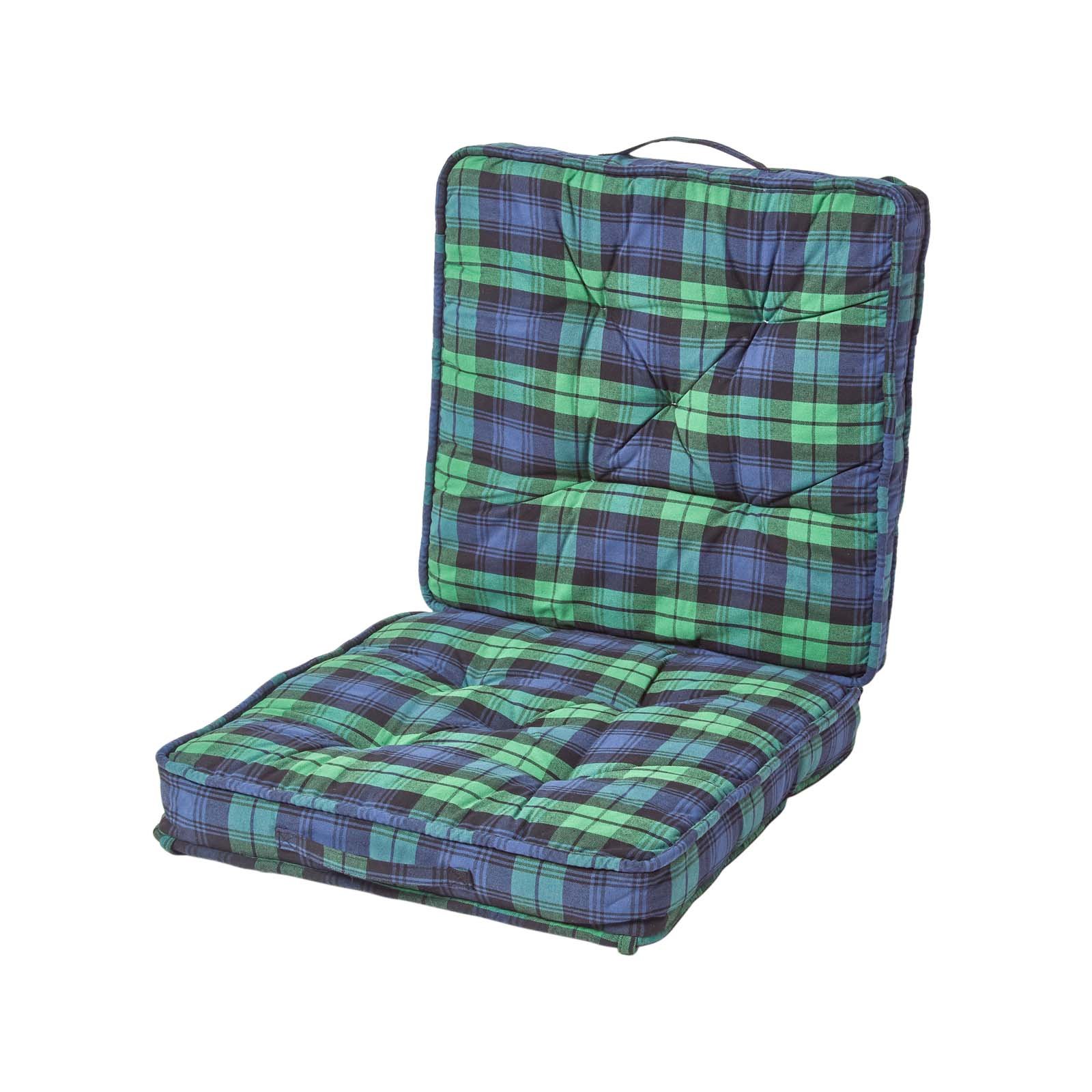 Homescapes Cotton Tartan Travel Support Booster Cushion - Blackwatch