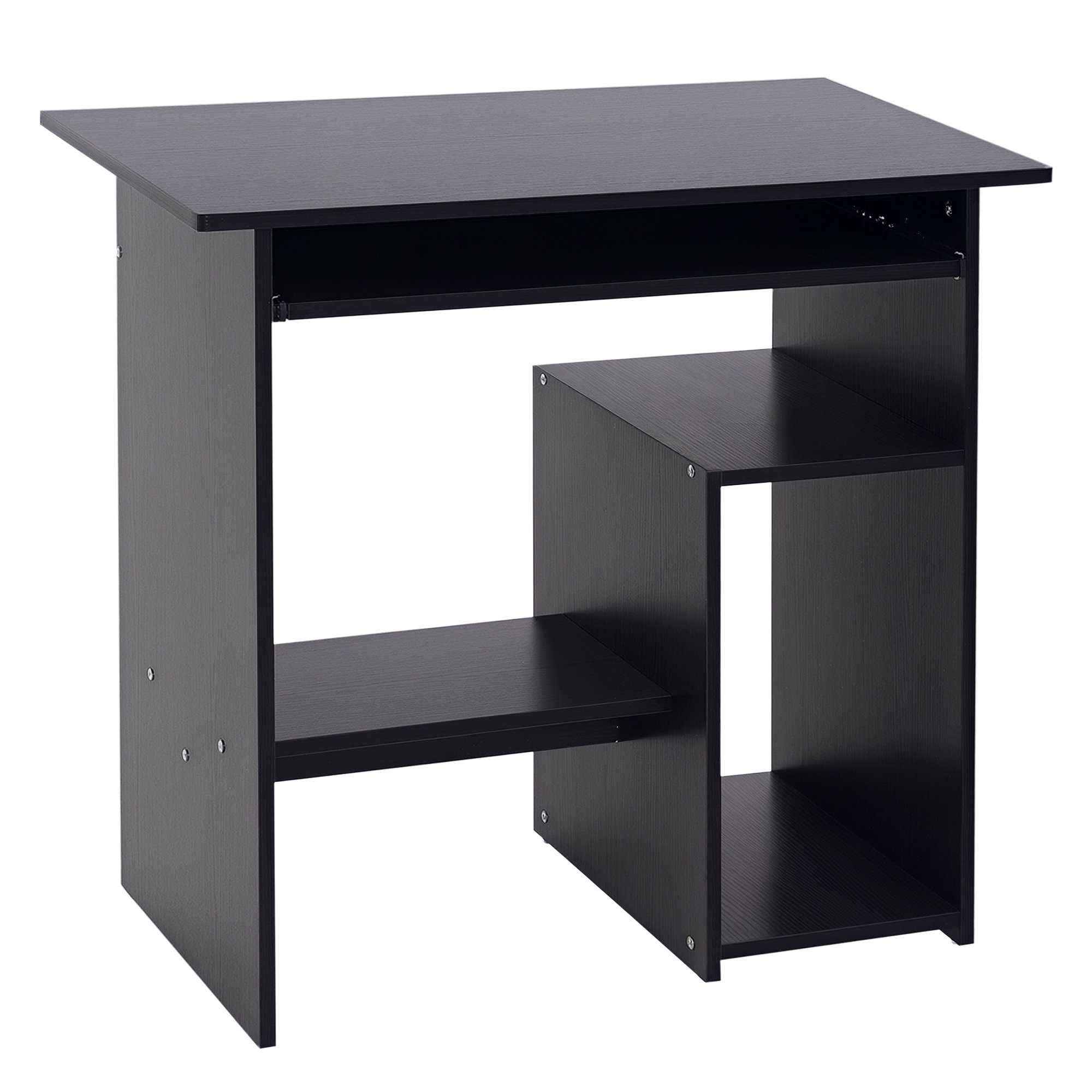 HOMCOM Storage Shelf Wooden Corner Office Desk - Black