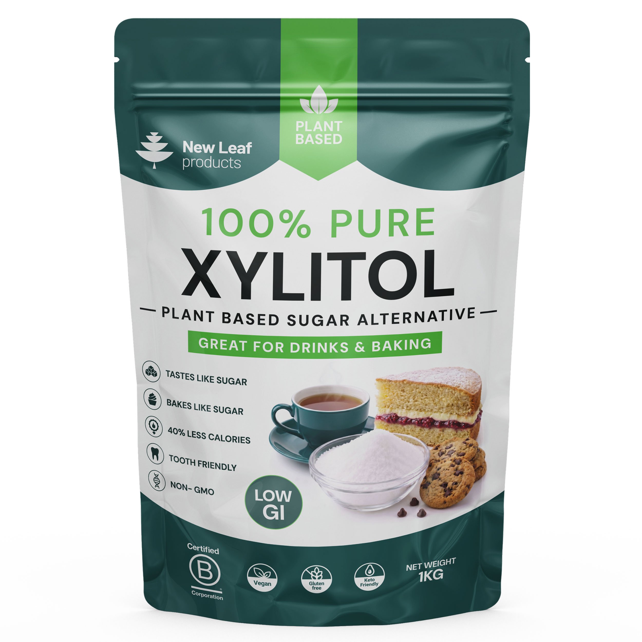 New Leaf Xylitol Sweetener Sugar Alternative Powder For Baking & Drinks - 1kg
