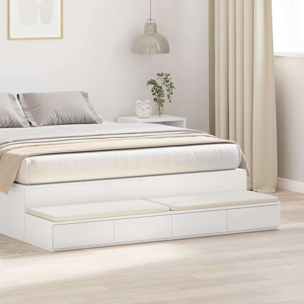 Walplus 4 Drawer Engineered Wood Bed Drawer Unit - White - 160 x 36.5 x 16.5 cm