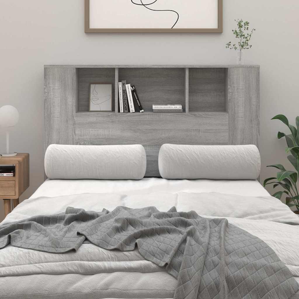 Walplus Engineered Wood Headboard Cabinet - Grey and Oak - 120 x 18.5 x 102.5 cm