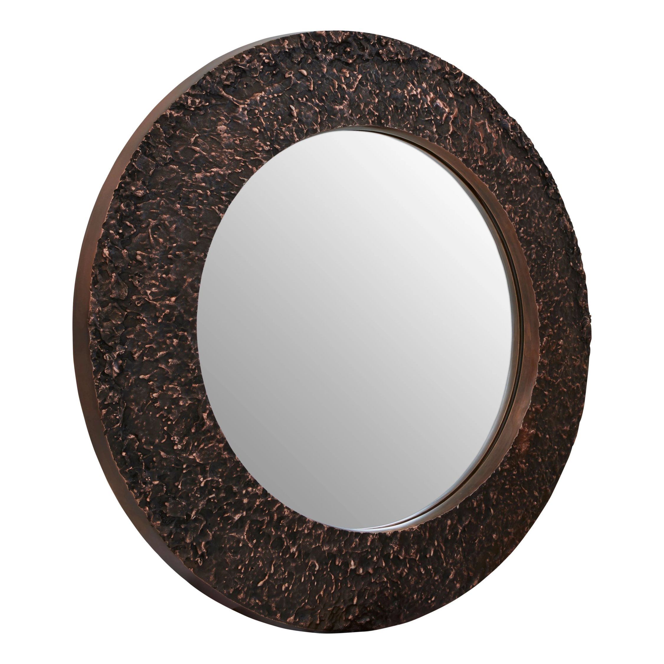 Orsina Akola Copper Finish Round Wall Mirror – Gold