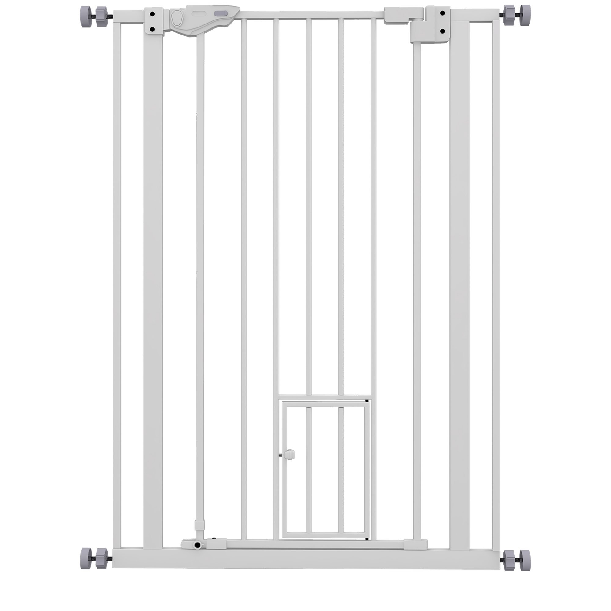 PawHut Steel Auto Close Cat Flap Dog Gate - 74-80cm x 104cm - White