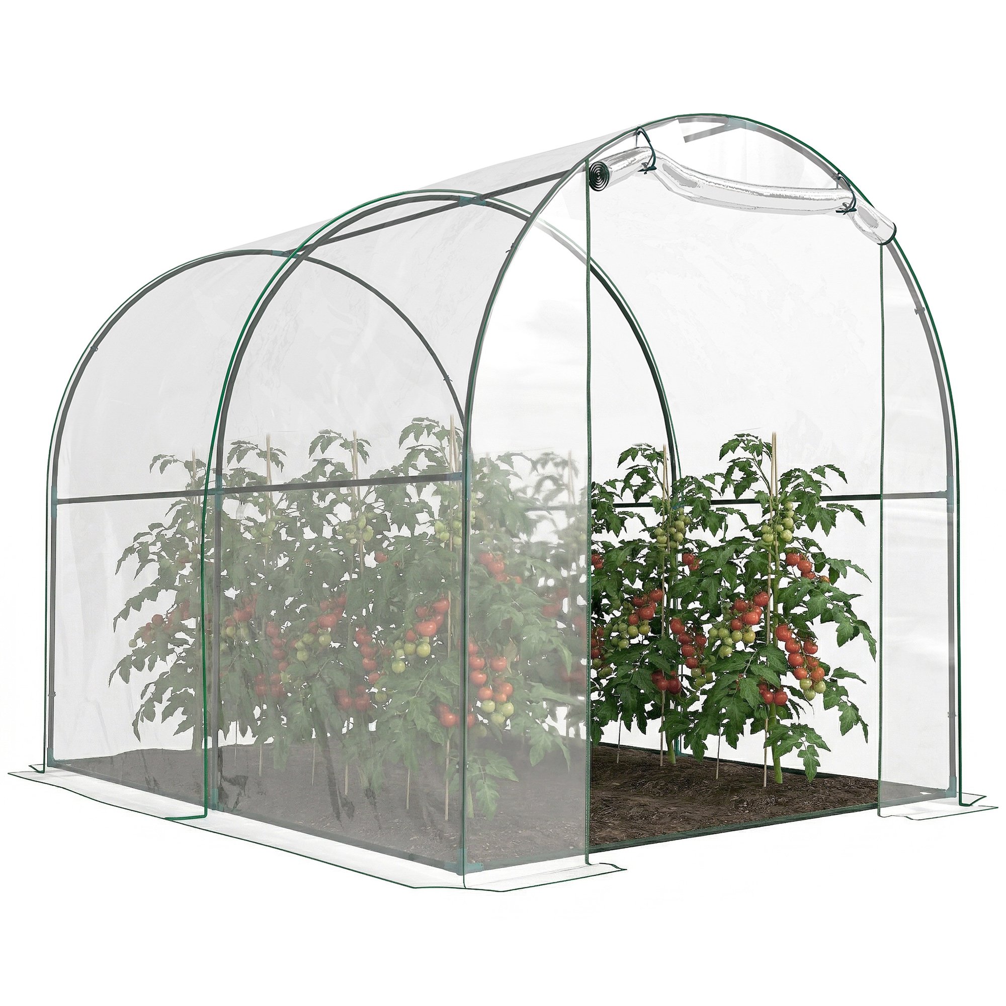 Outsunny Steel Tunnel Greenhouse with Roll Up Door - Clear