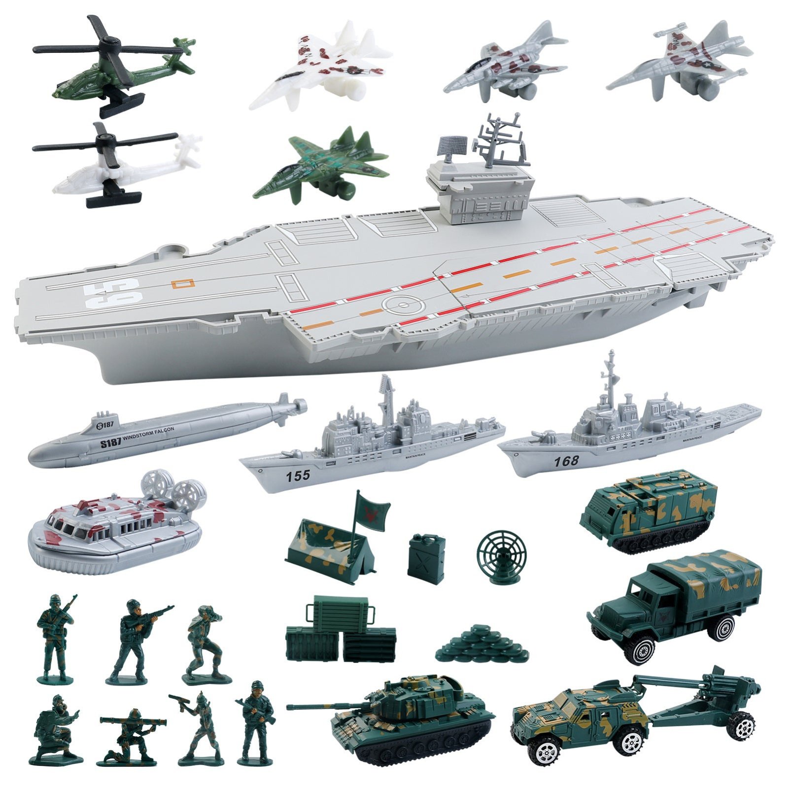 deAO Aircraft Carrier Military Toy Set - Grey