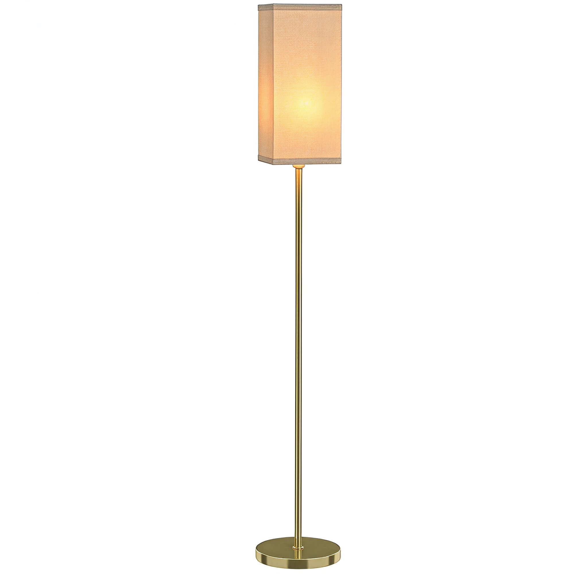 HOMCOM Floor Lamp with Linen Shade and Foot Switch - Gold Tone