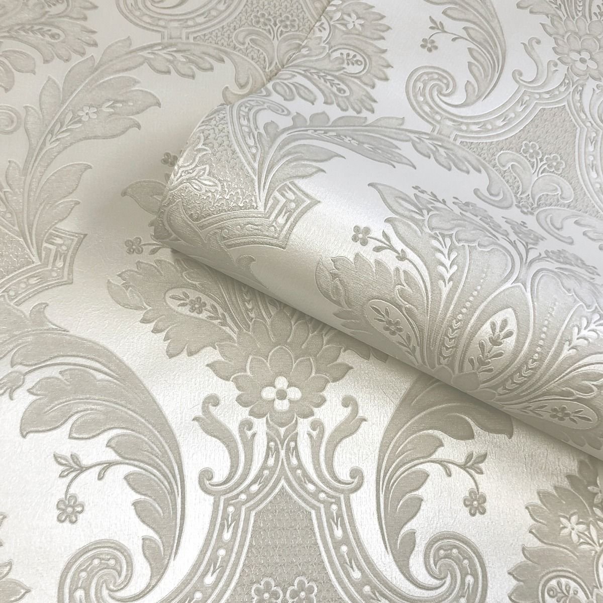 Belgravia Amara Damask Textured Wallpaper - Cream