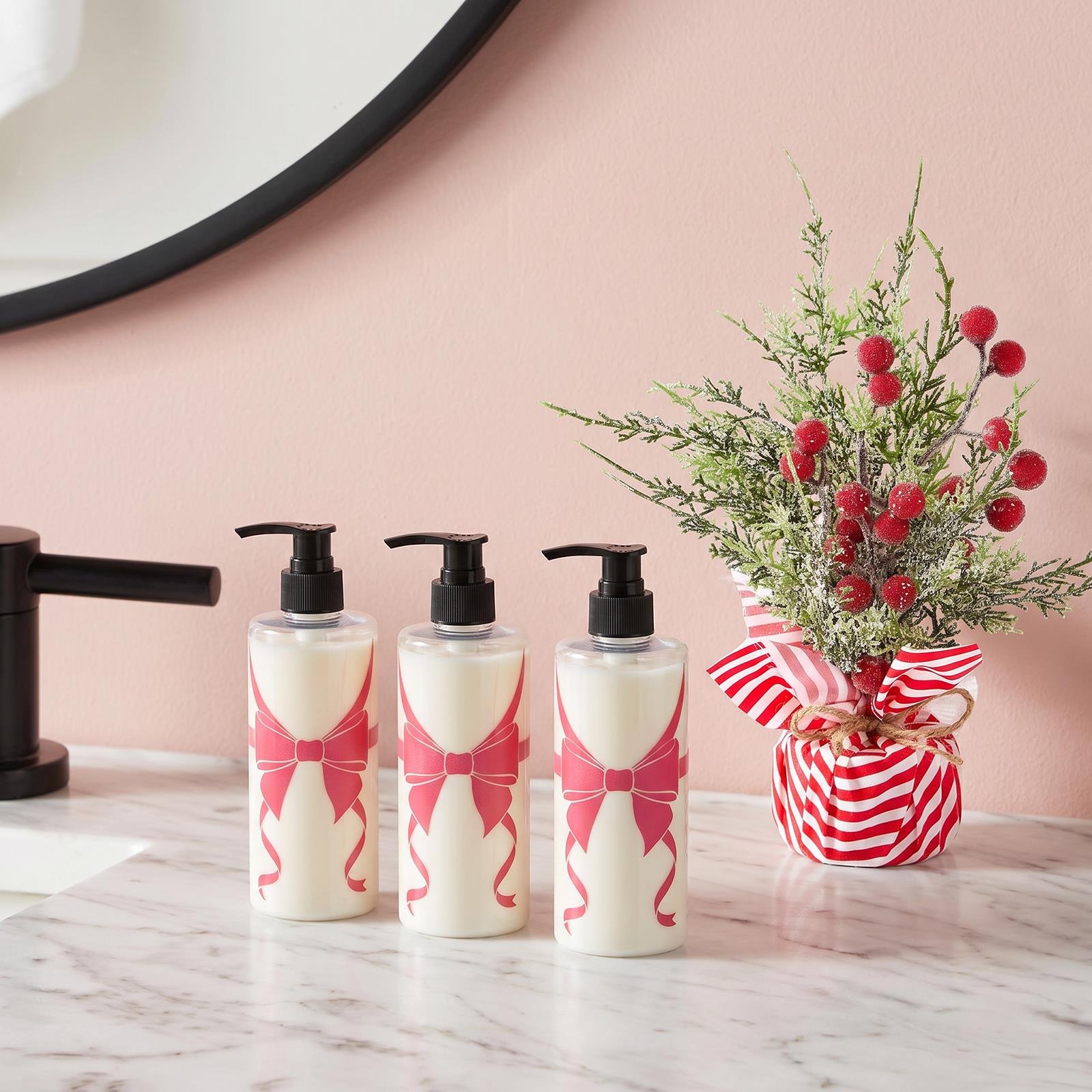 OHS 3 Pack Bow Wrapped Dispenser Bottles - Hot Pink