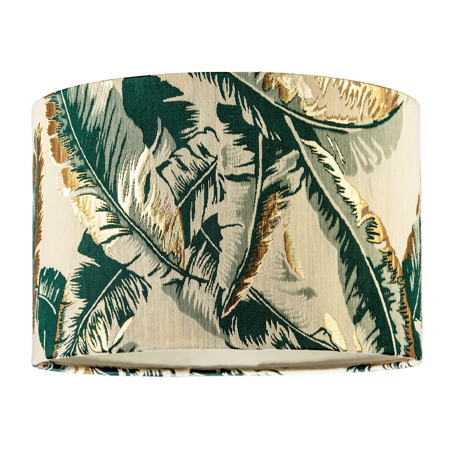 Happy Homewares Green Botanical and Tropical Jacquard Fabric Lampshade - 30cm