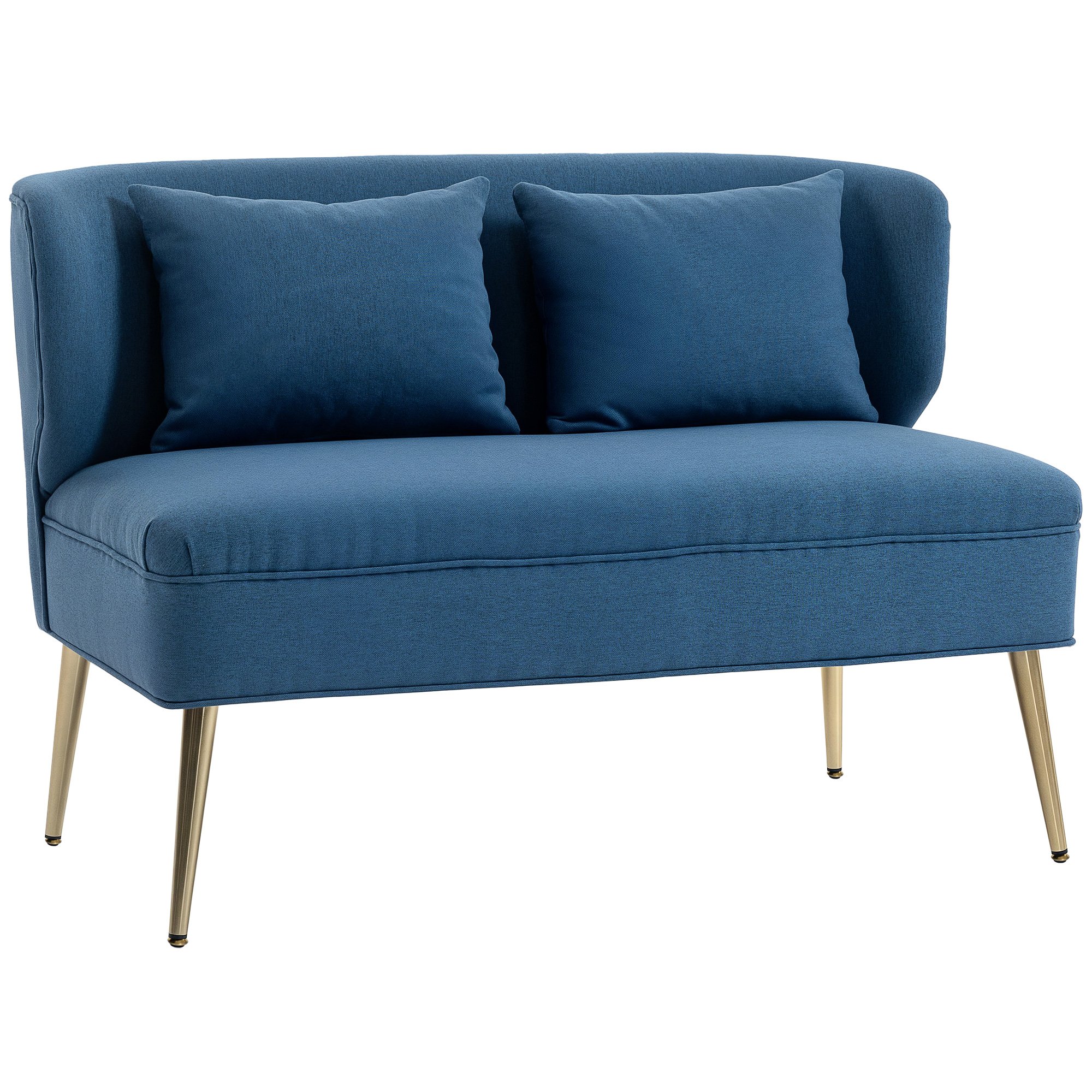 HOMCOM 2 Seater Fabric Sofa with Wing Back - Blue