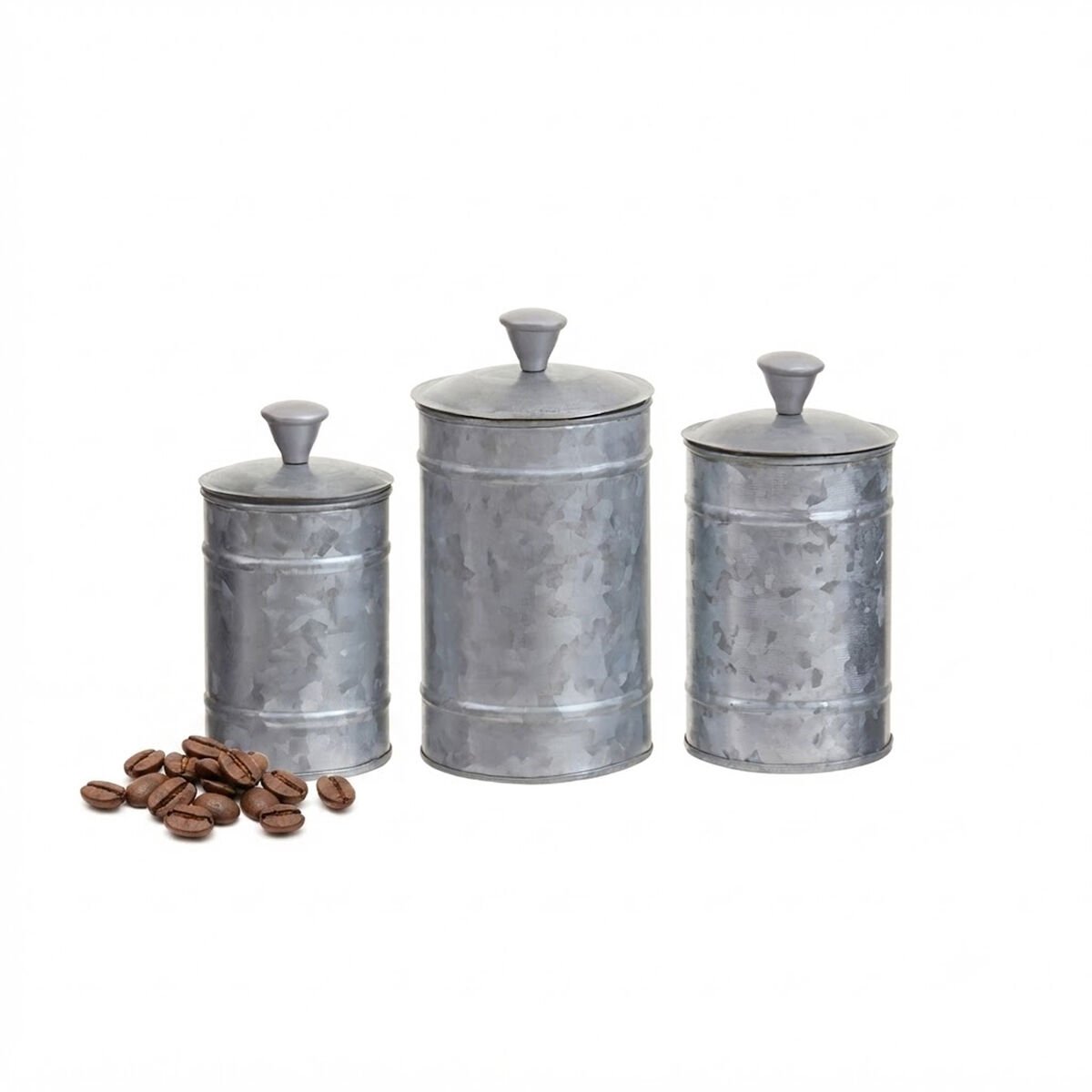 Orsina Drummond Set Of 3 Galvanised Steel Canisters