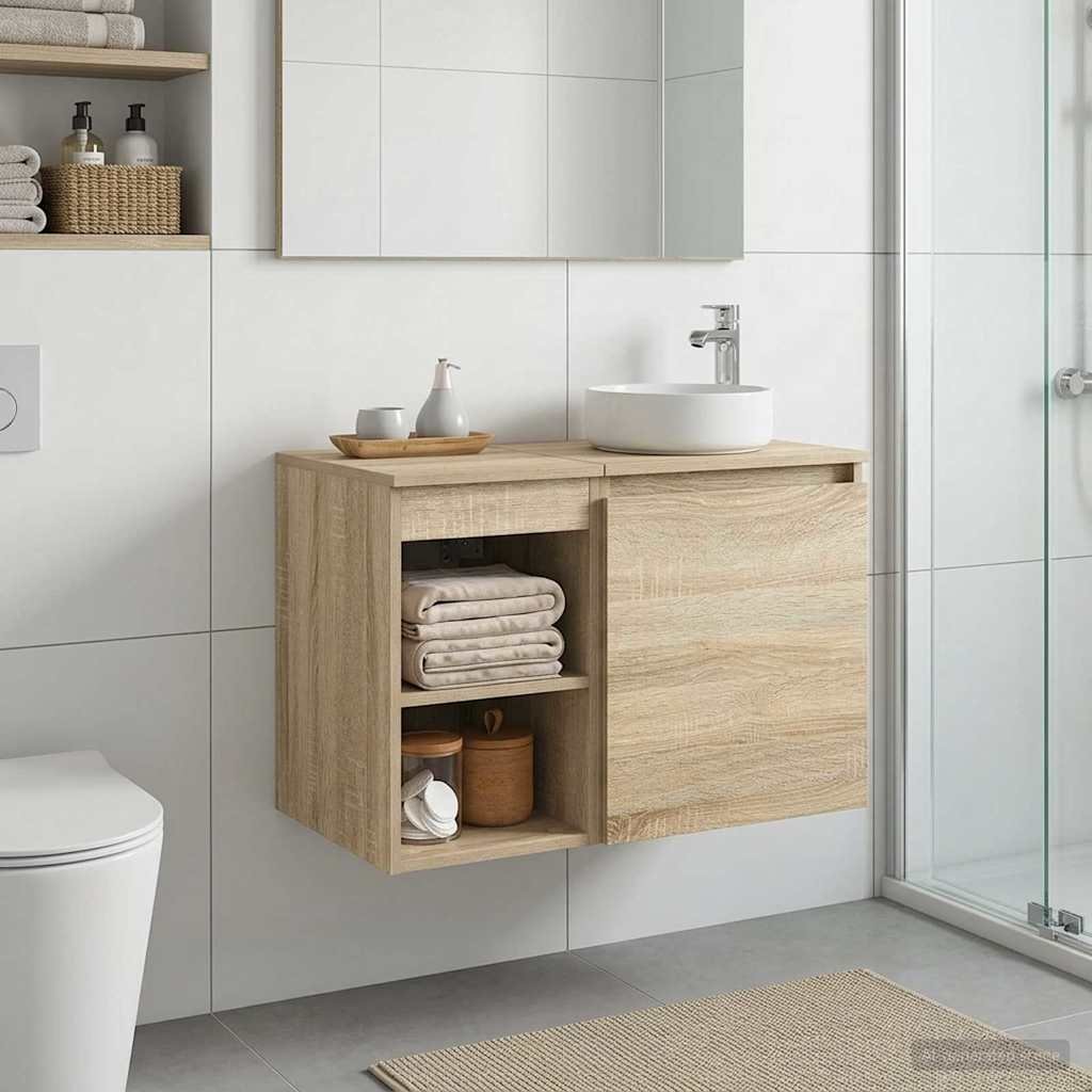 Walplus Wood Bathroom Cabinet with 1 Shelf - Sonoma Oak - 30 x 44.5 x 50 cm