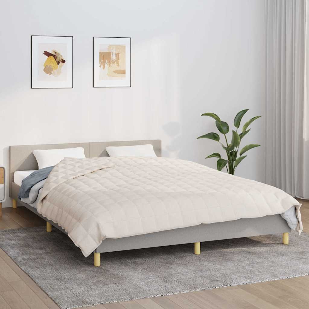 Walplus 13 kg Cotton Weighted Blanket - Light Cream - 200 x 225 cm