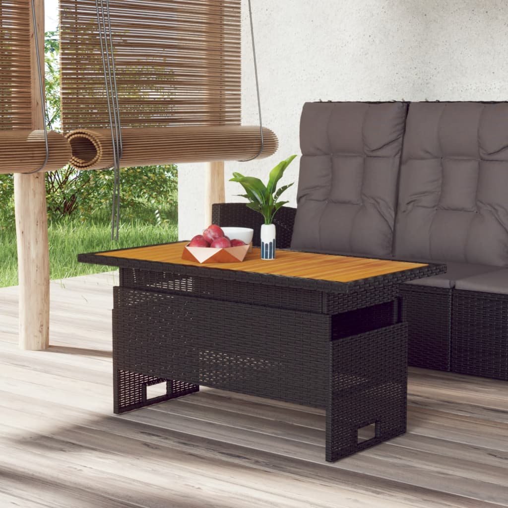 Walplus Poly Rattan Garden Table 100x50x43 - Black - 63 cm
