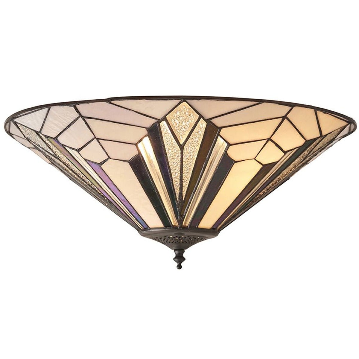 Loops Direct Glass and Steel Semi-Flush Ceiling Light - Dark Bronze