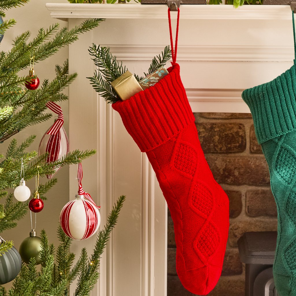 Dibor Fabric Christmas Stocking - Red