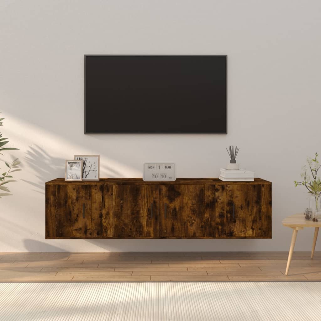 Walplus 3 Piece Engineered Wood TV Cabinet Set - Dark Oak - 80 x 34.5 x 40 cm