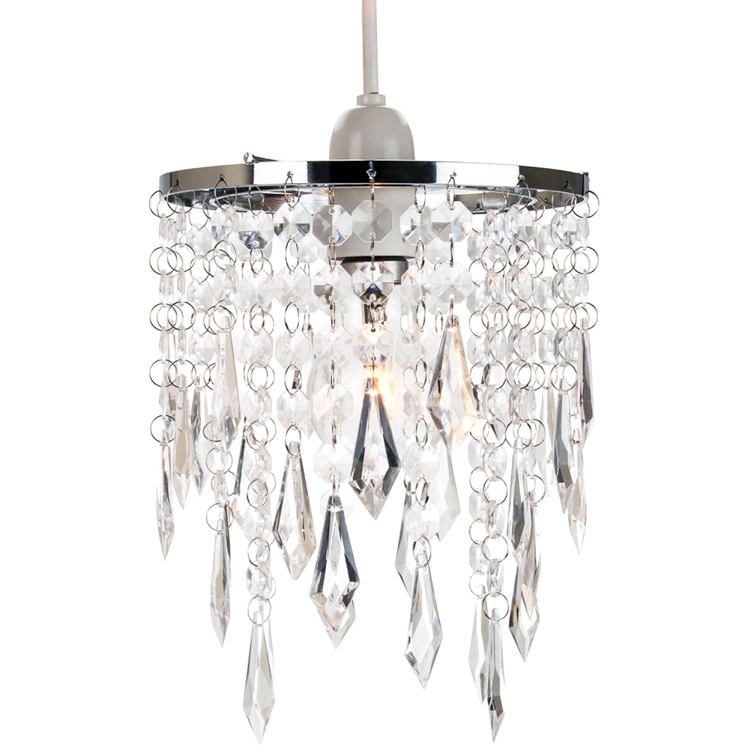 Happy Homewares Clear Waterfall with Acrylic Droplets Pendant Shade - 16cm