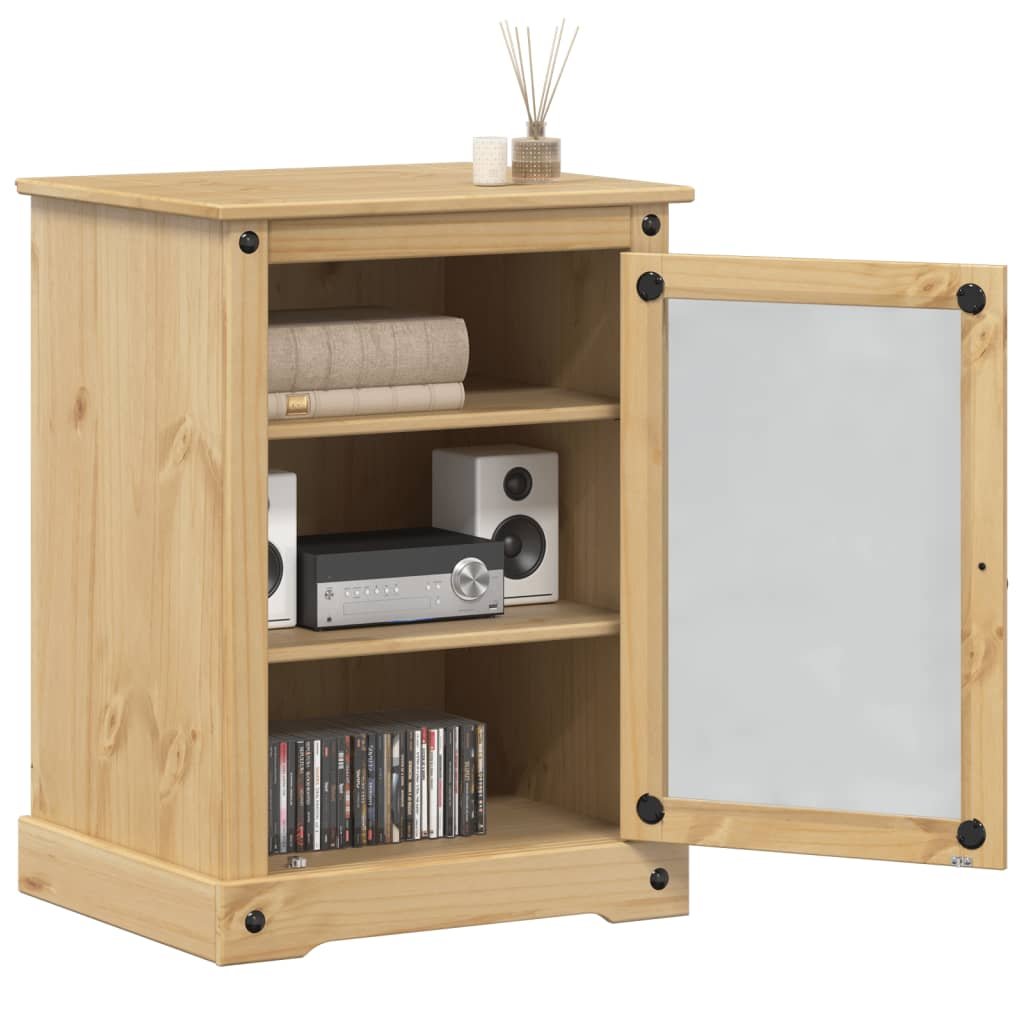 Walplus Corona Solid Pine Wood HiFi Cabinet - Brown - 60 x 50 x 82 cm
