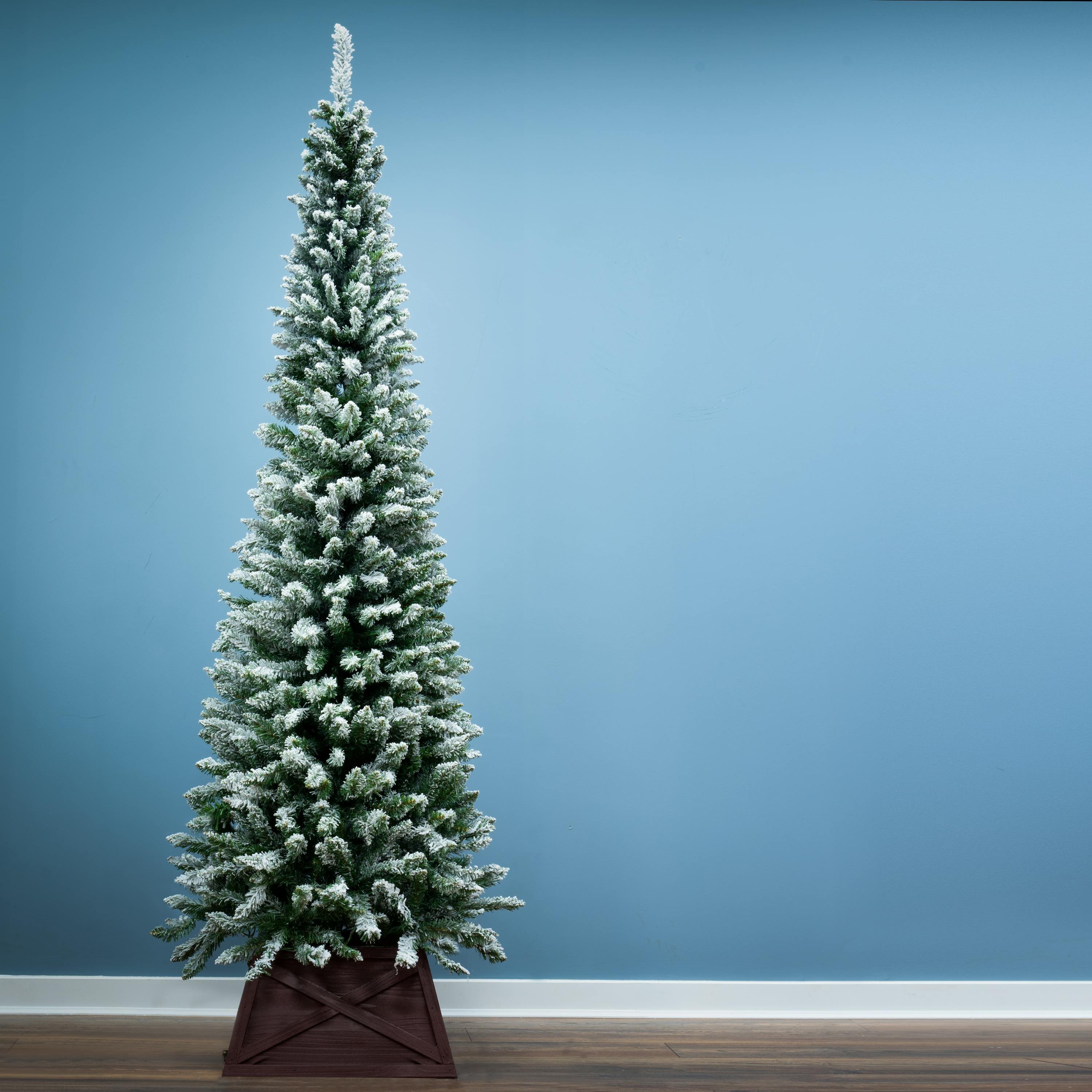 Christmas Tree World 6ft Snowy Pencil Christmas Tree