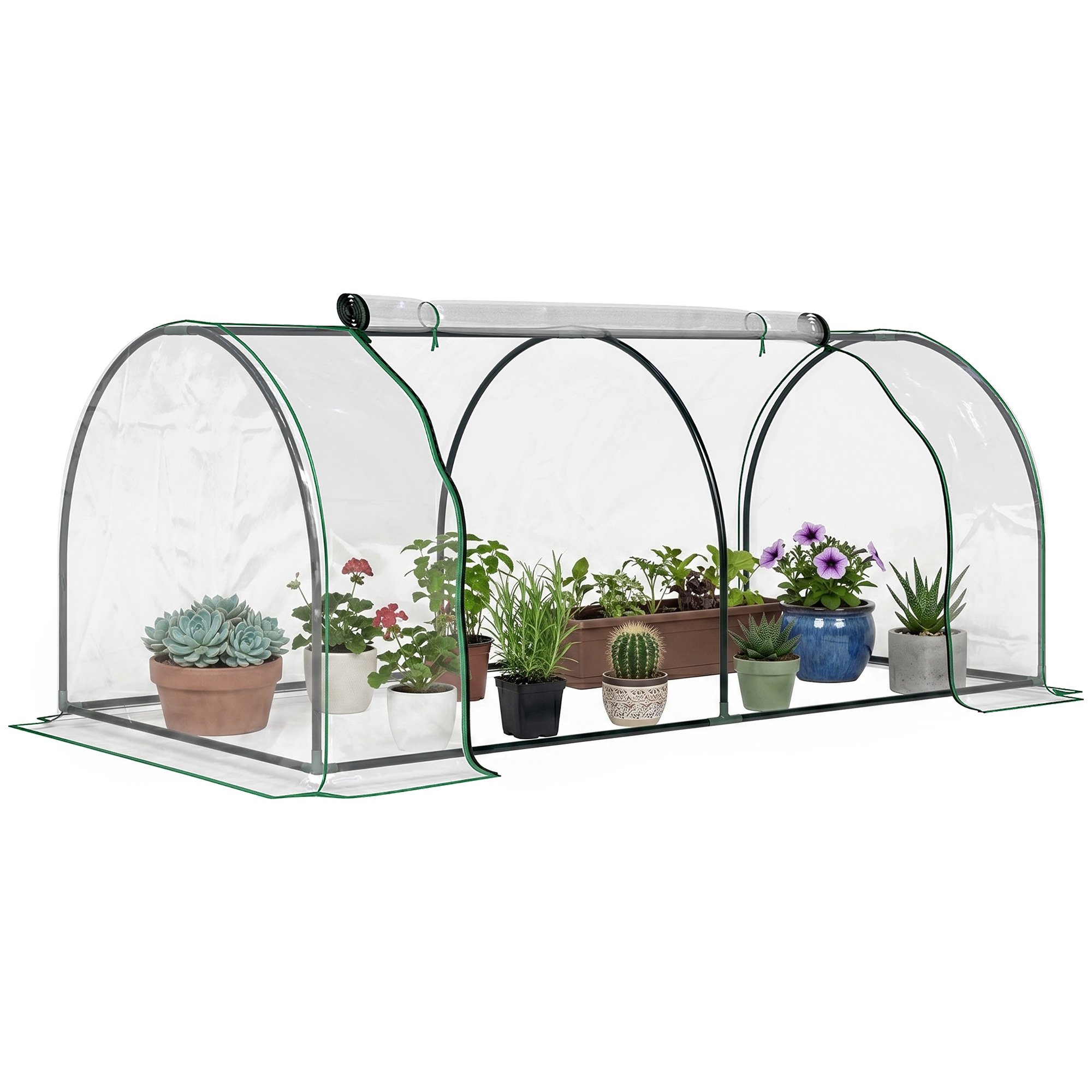 Outsunny Steel Frame PVC Tunnel Greenhouse – Transparent