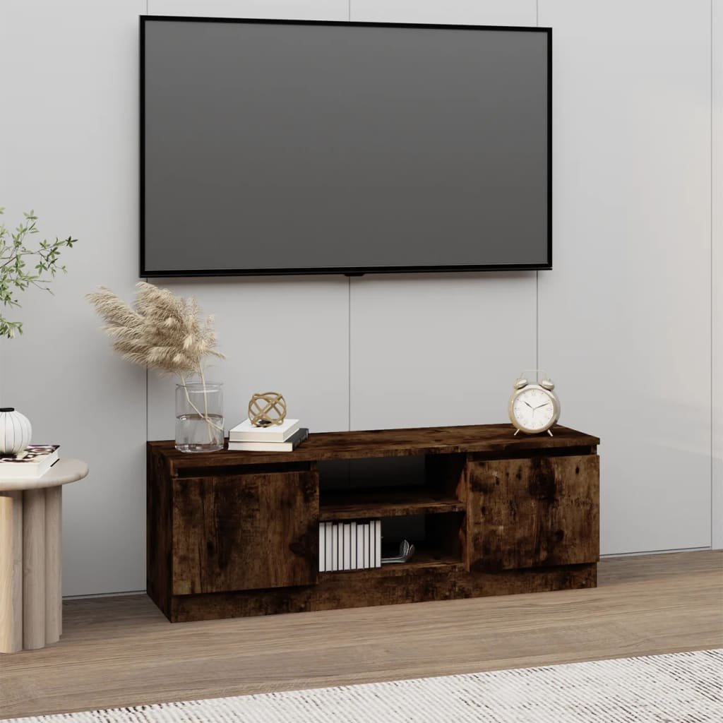Walplus Engineered Wood TV Cabinet with Doors - Dark Oak - 102 x 30 x 36 cm