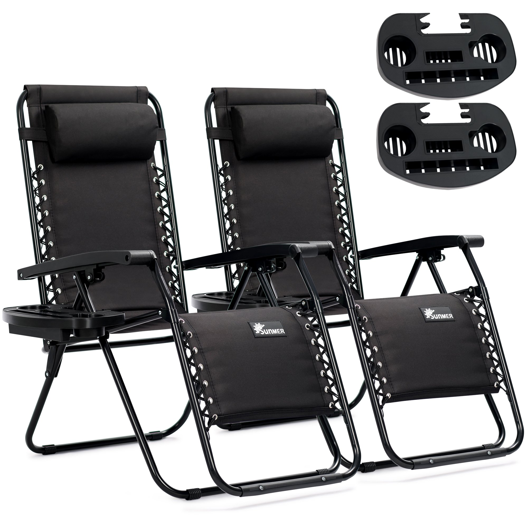 SUNMER Set of 2 Padded Sun Lounger - Black