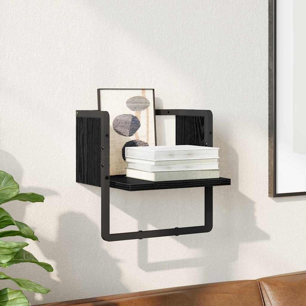 Walplus Engineered Wood Wall Shelf - Dark Oak - 30 x 25 x 30 cm