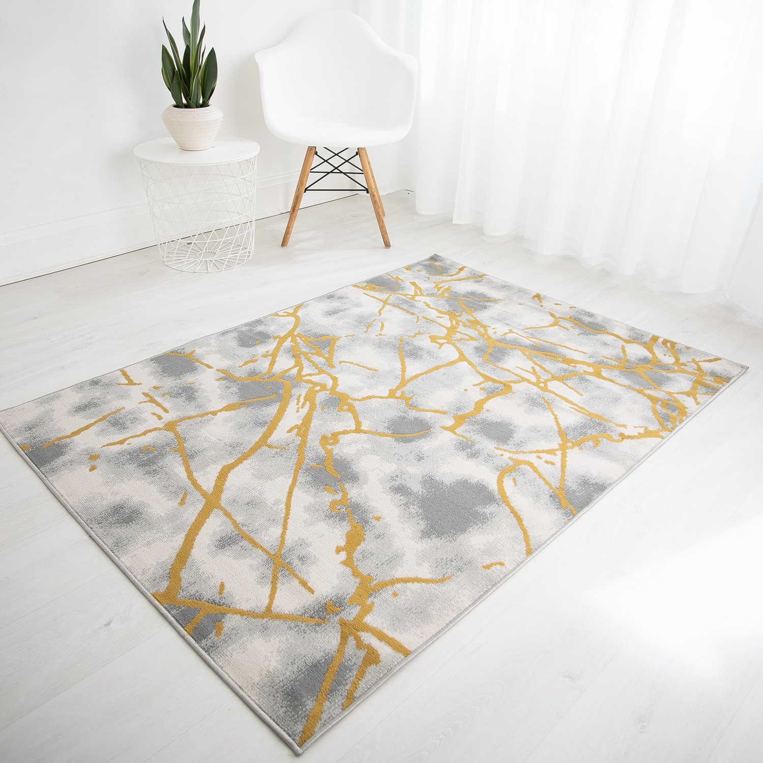 DS Living Onyx Patterned Rug - Beige & Ochre - 150x80cm