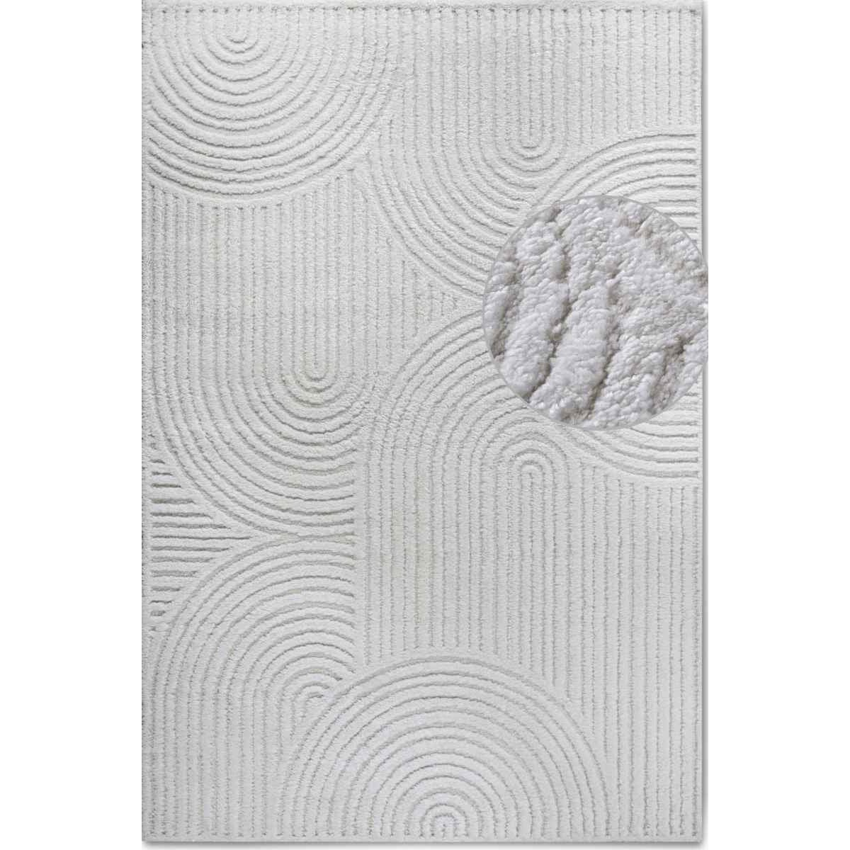 Hanse Home White Chappe Geometric Shaggy Rug - 120 x 170cm
