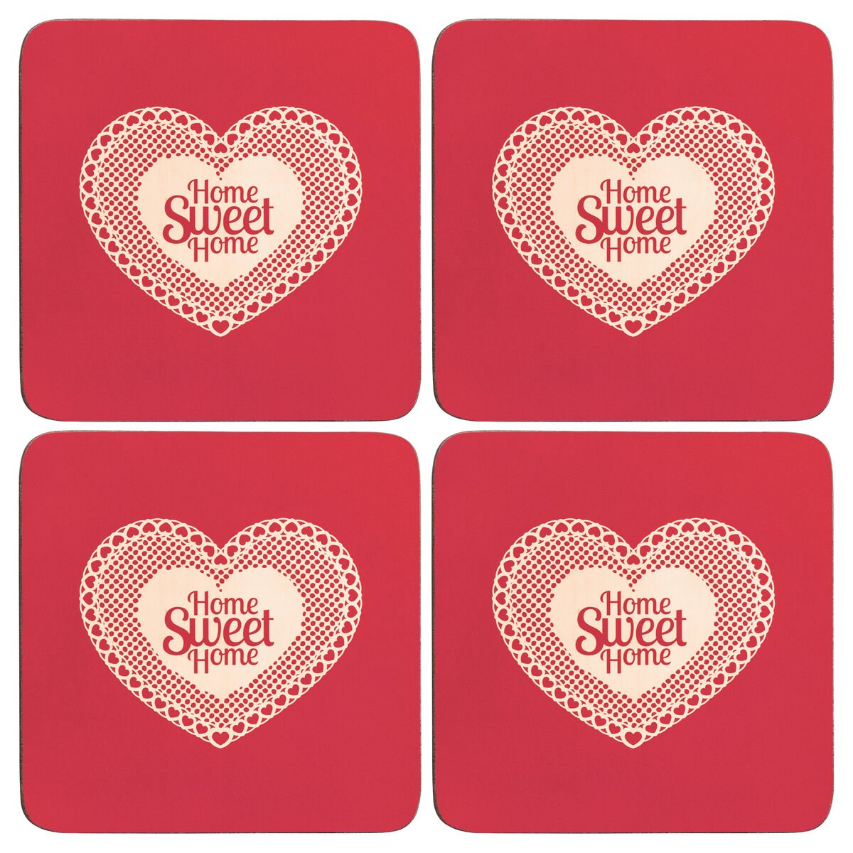 Orsina Set Of 4 Cork Coasters - Red