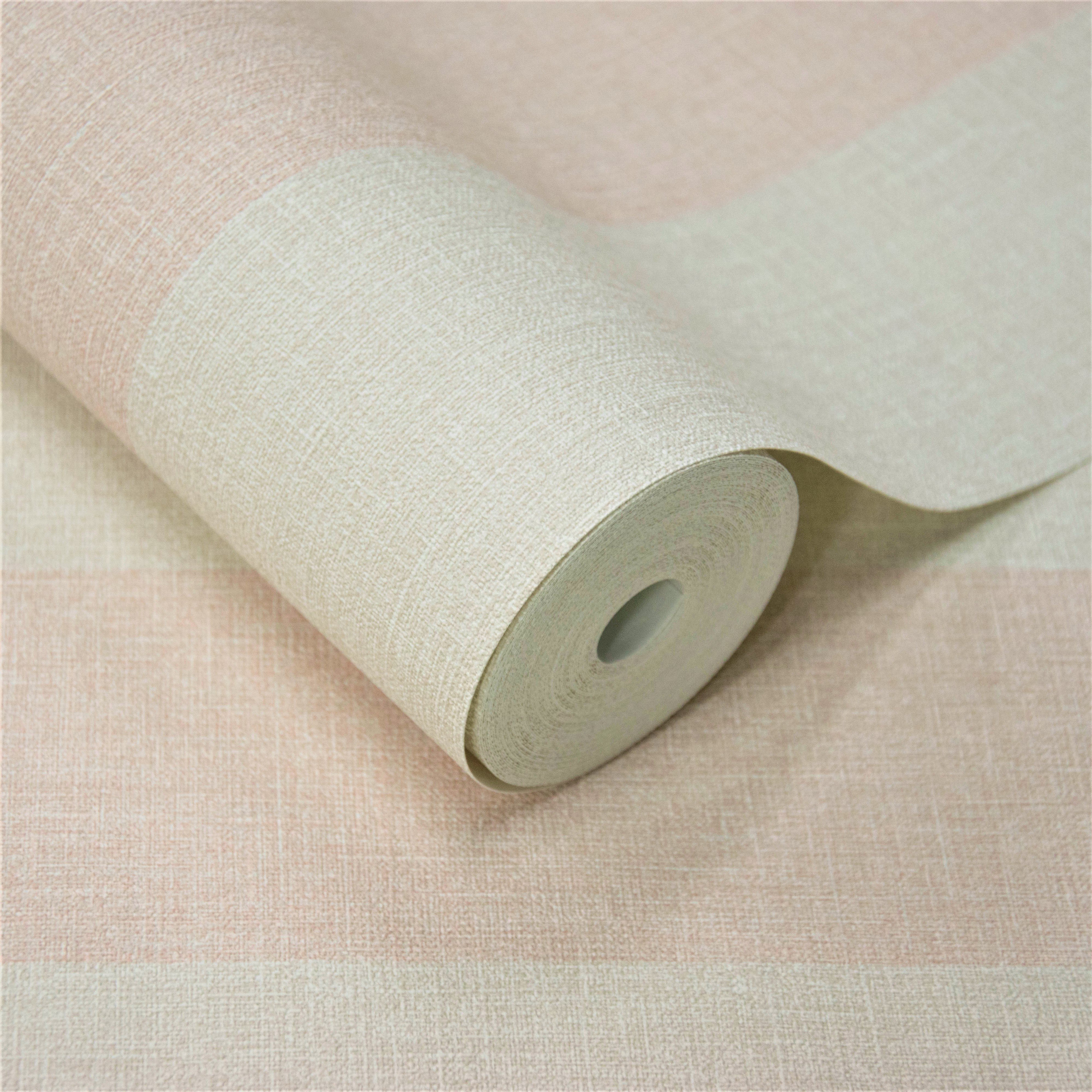 Grandeco Stratus Stripe Textured Antibacterial Wallpaper - Pink