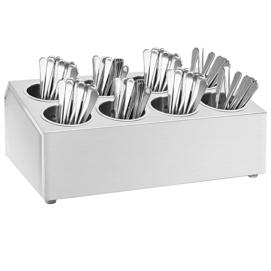 Walplus 8 Compartment Stainless Steel Cutlery Holder - Rectangular