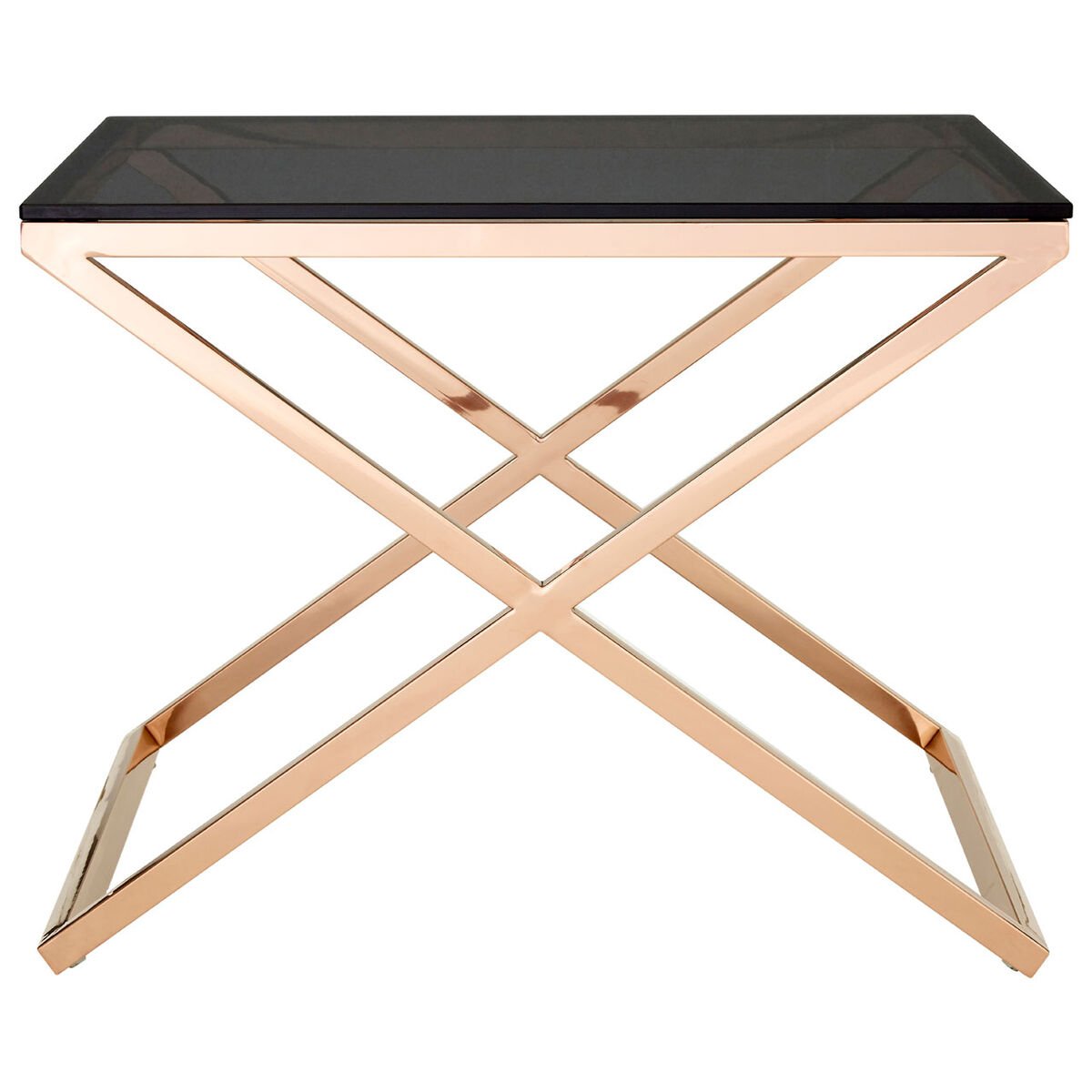 Orsina Montril Glass Top Criss-Cross End Table - Gold