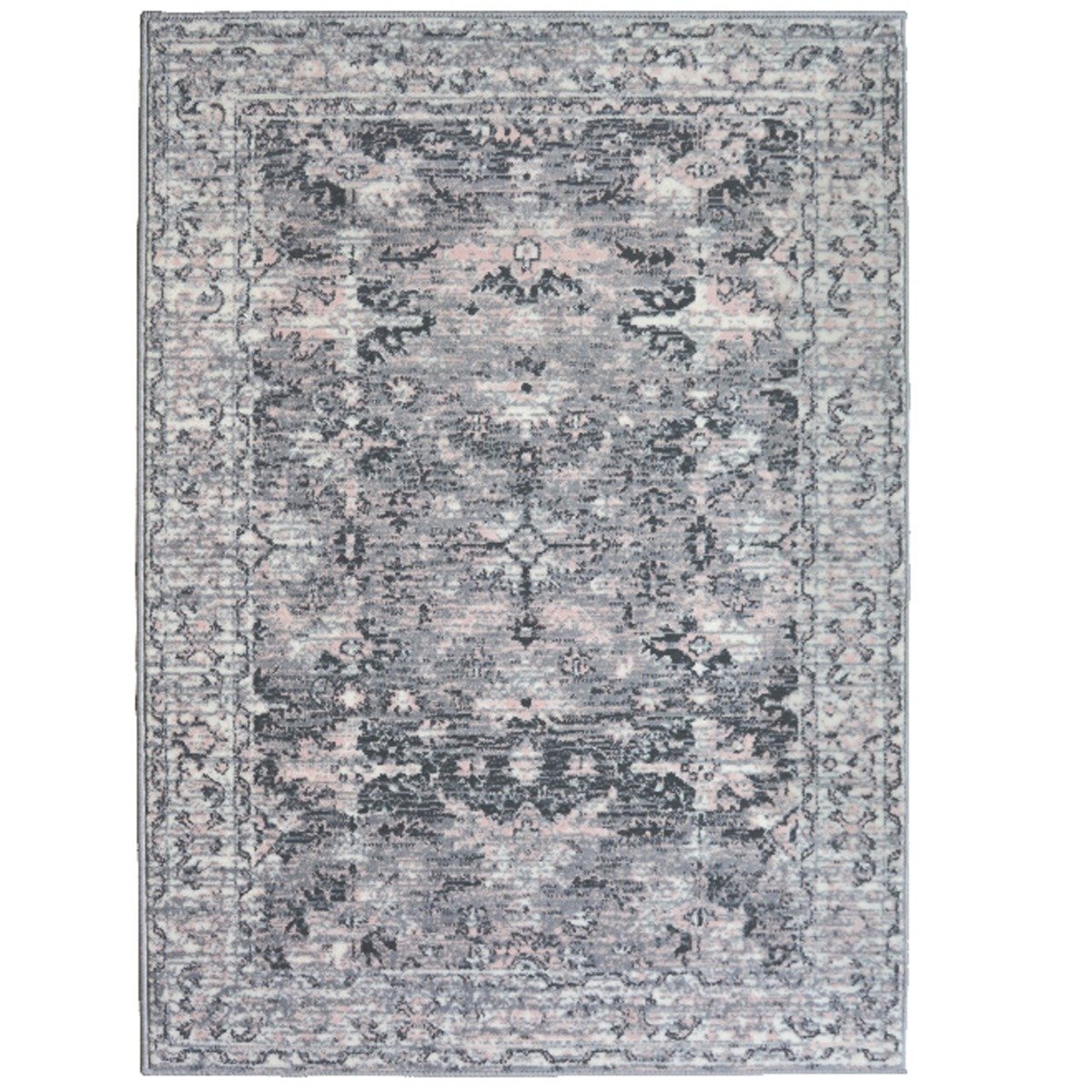 Mega Flooring Grey Pink Traditional Abstract Rug - 160 x 230cm