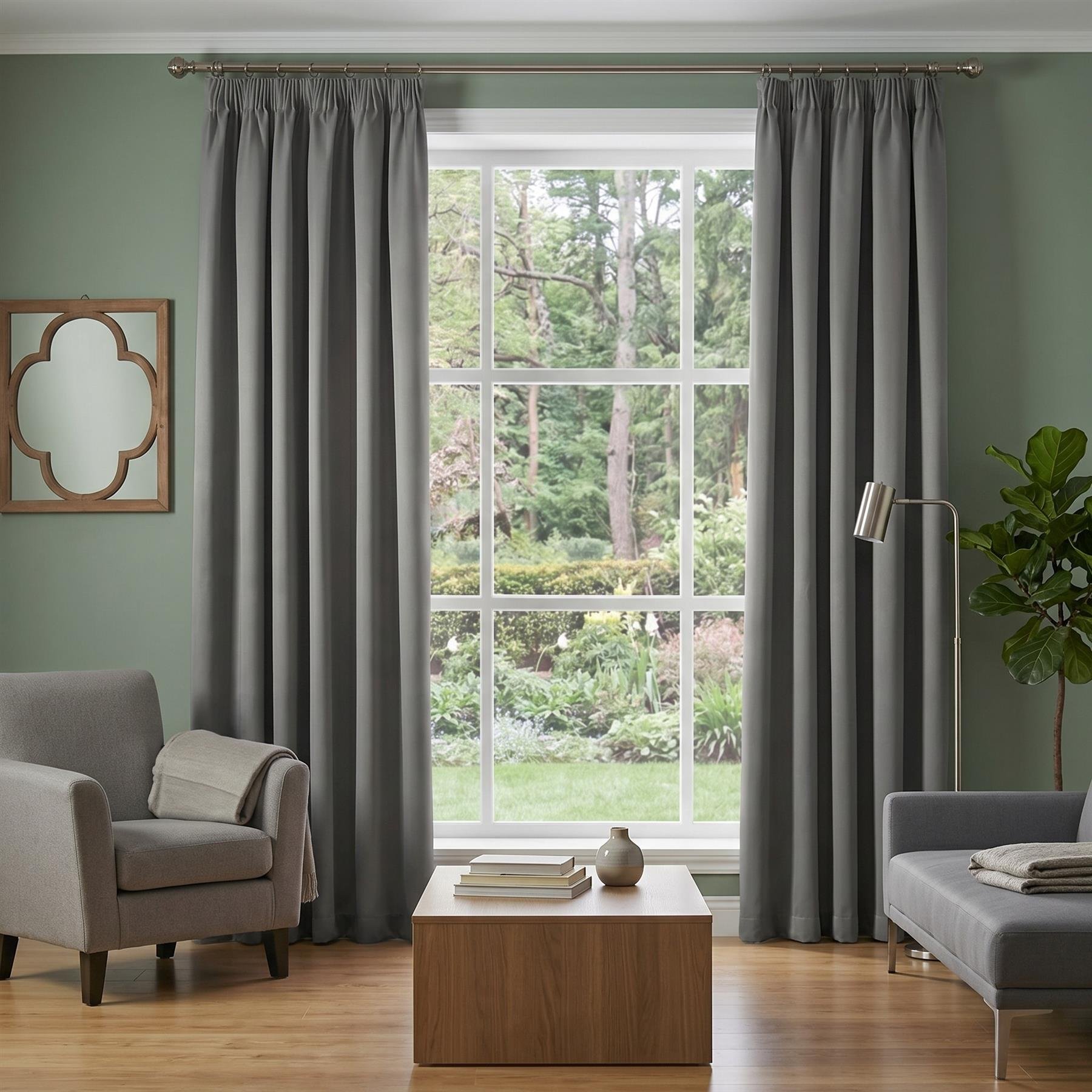 Luxury Living Blackout Pencil Pleat Curtains 168cm x 229cm - Silver