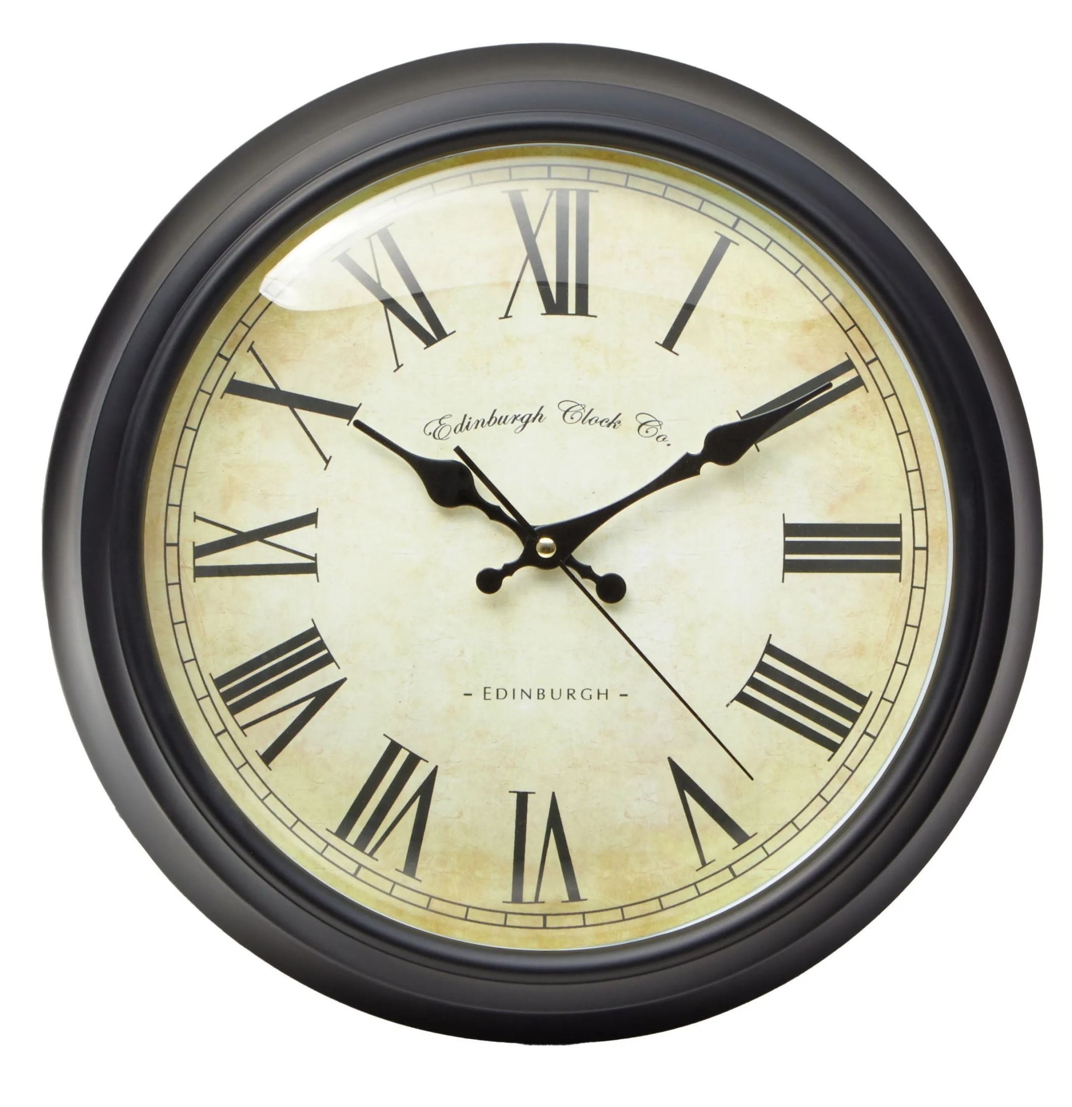 Orsina Robello 36cm Dia Lined Rim Wall Clock - Black